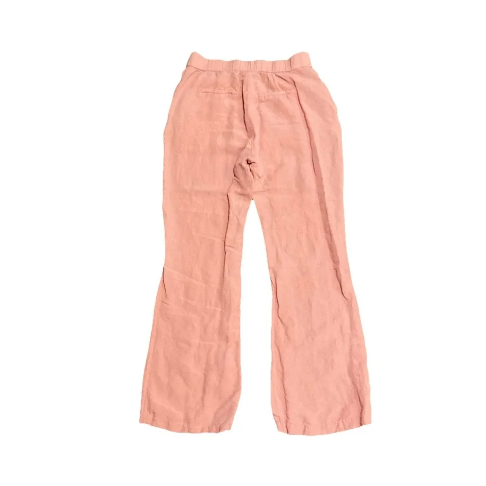 H&M Linen Blend Peach High Rise Wide‎ Leg Resort Summer Pants Womens Size 8